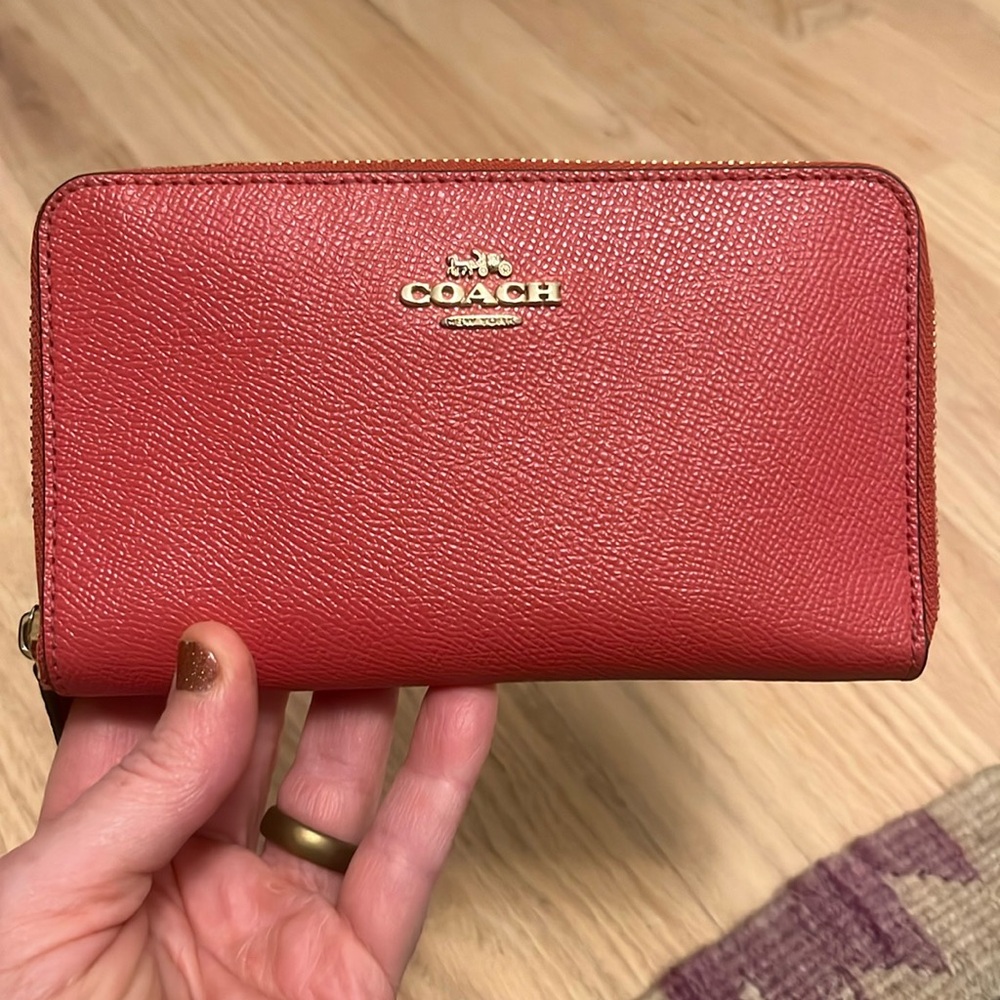 Pink leather wallet- Coach